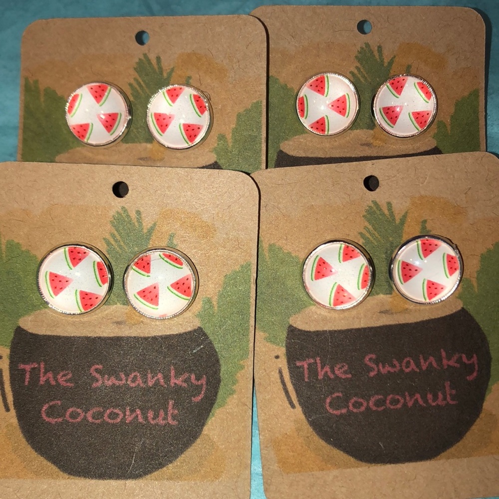 🆕 Handmade Watermelon Stud Earrings 🍉